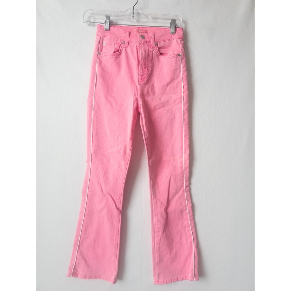 7 For All Mankind High Waist Slim Kick Sz 24‎ Womens Neon Pink Denim High Rise